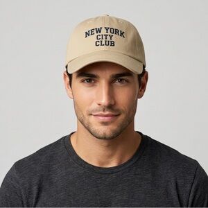 New York City Club Beige Velcro Strap Hat Streetwear Travel Dad Cap Unisex